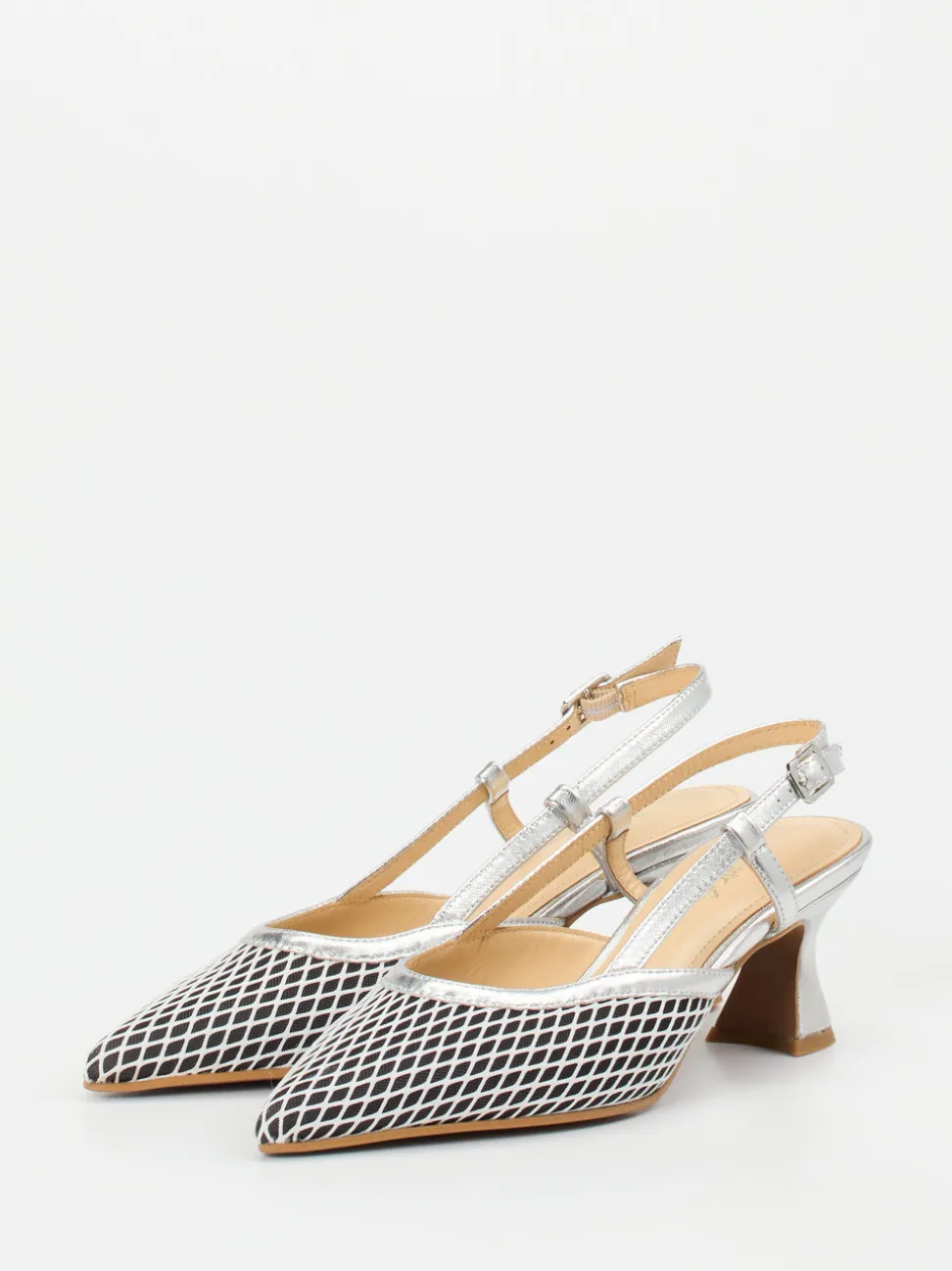 Maripé – Slingback-Pumps aus Textil in Silber