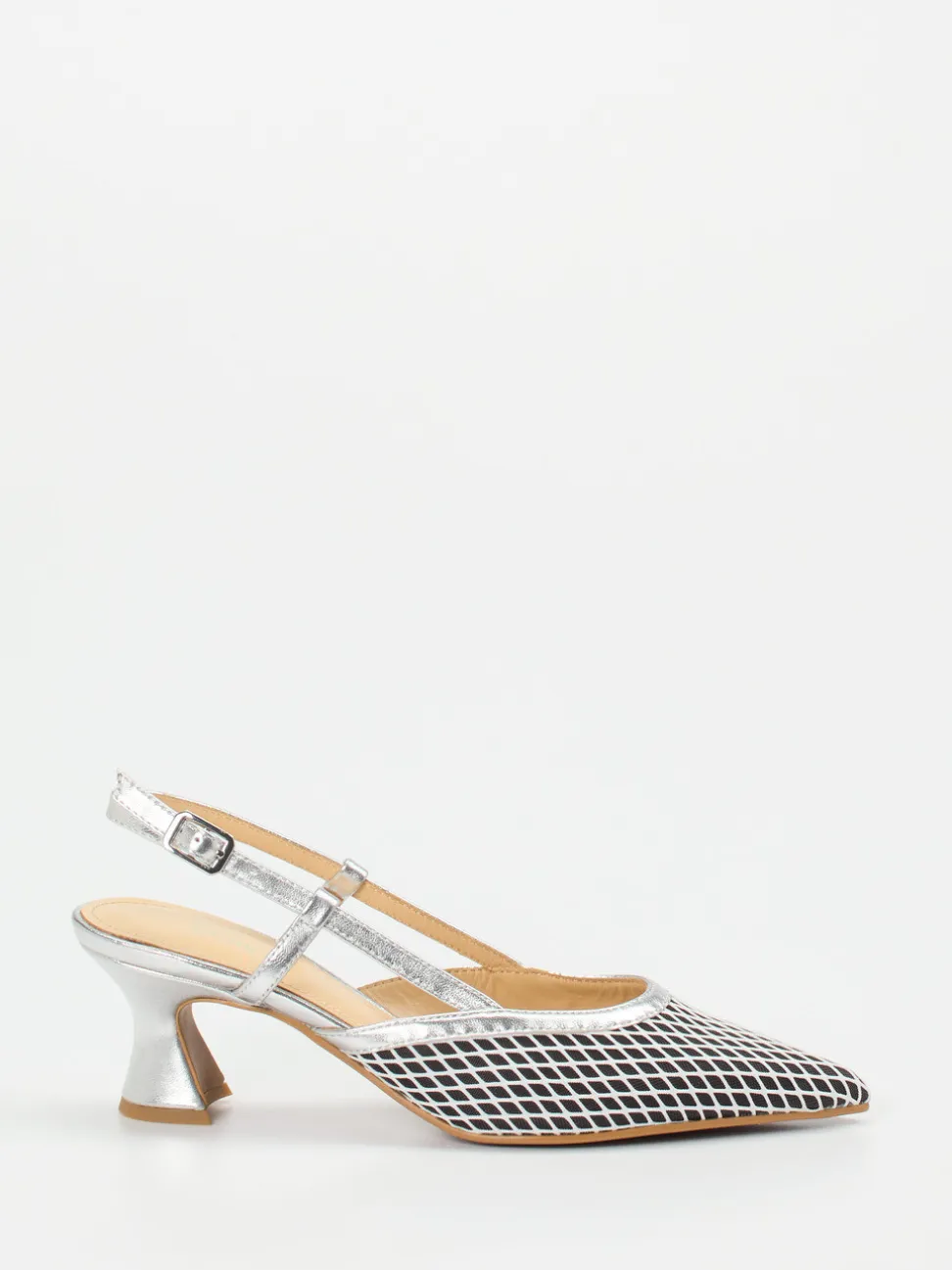 Maripé – Slingback-Pumps aus Textil in Silber