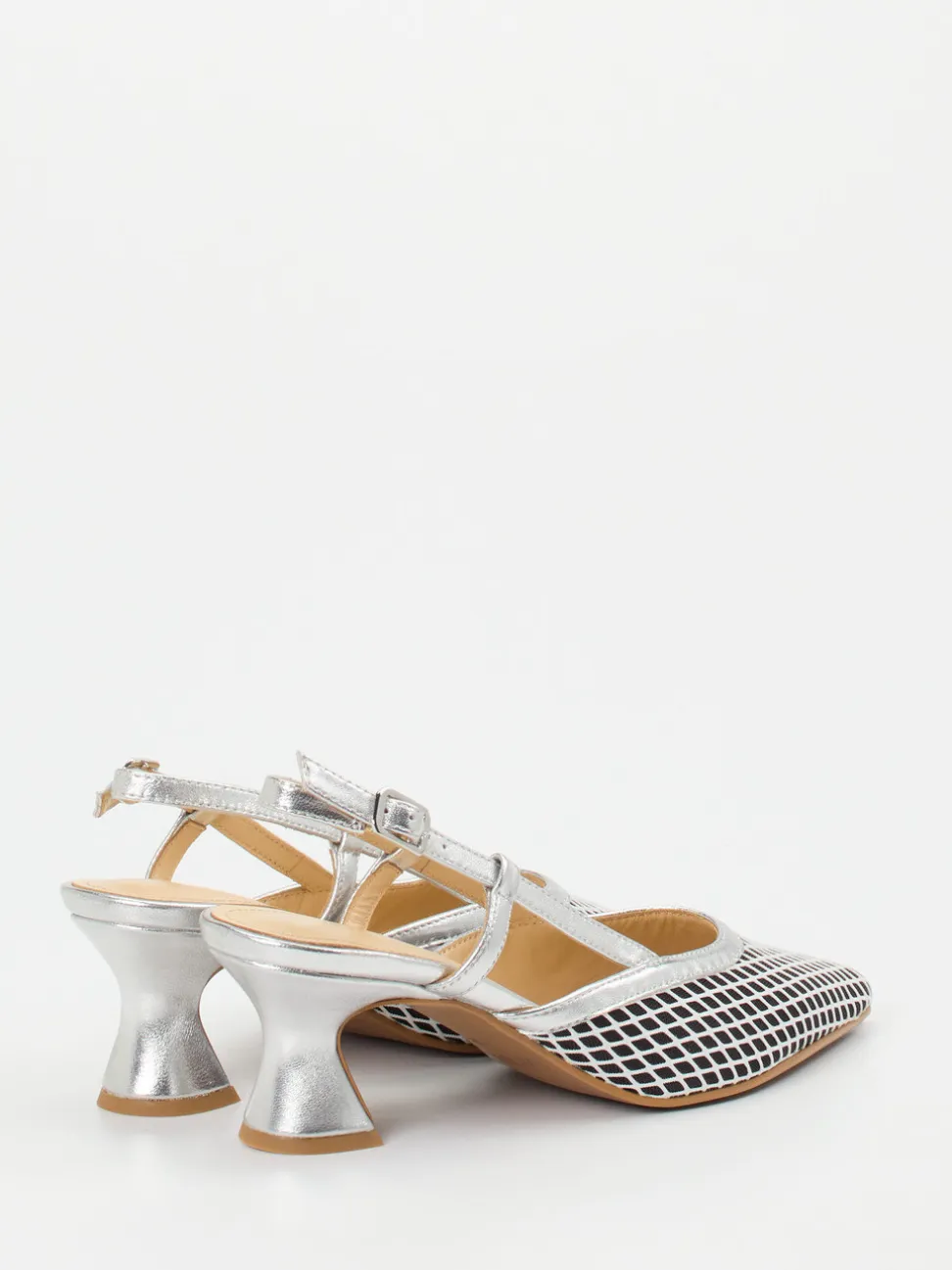 Maripé – Slingback-Pumps aus Textil in Silber