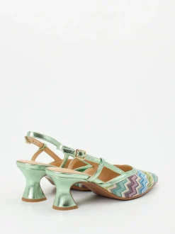 Maripé – Slingback-Pumps aus Textil in Metallic-Optik