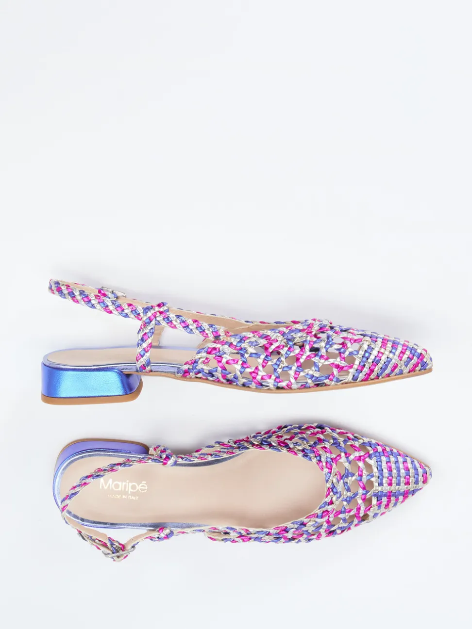 Maripé – Slingbacks aus Metallicleder mehrfarbig