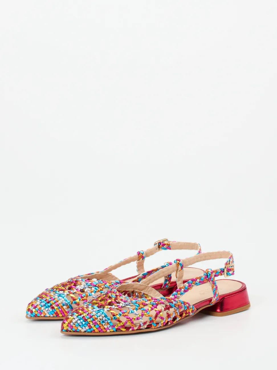 Maripé – Slingbacks aus Metallicleder multicolor