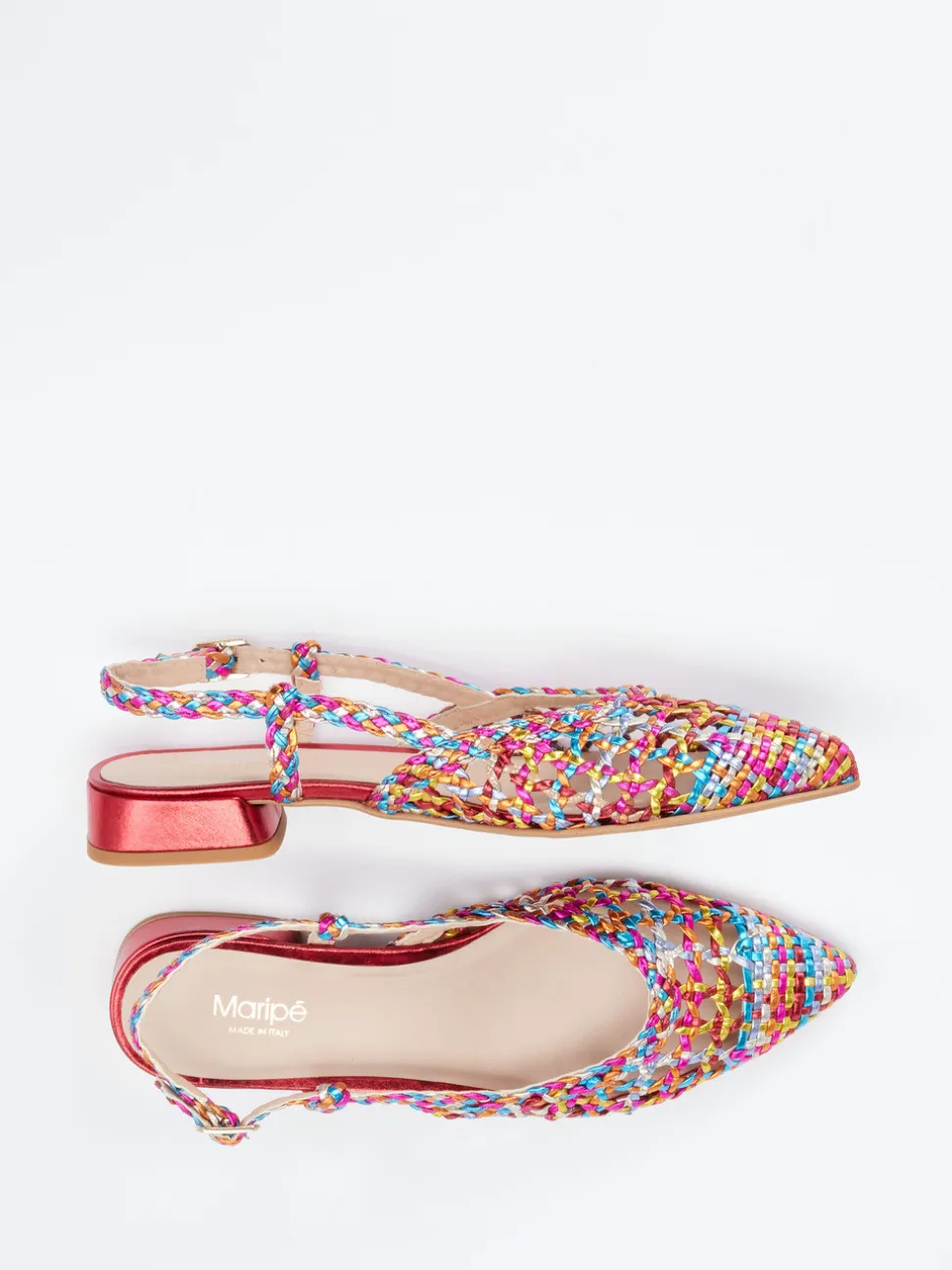 Maripé – Slingbacks aus Metallicleder multicolor