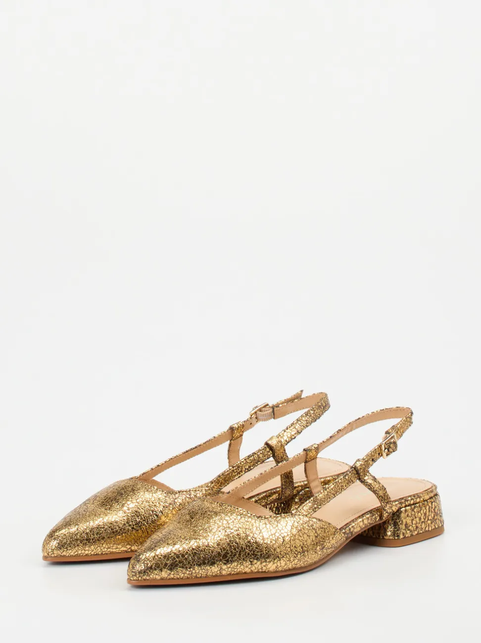 Maripé – Slingpumps aus Veloursleder in Gold