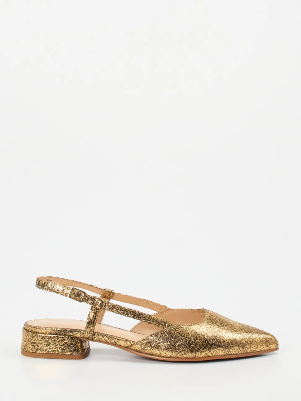 Maripé – Slingpumps aus Veloursleder in Gold