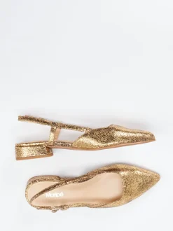 Maripé – Slingpumps aus Veloursleder in Gold