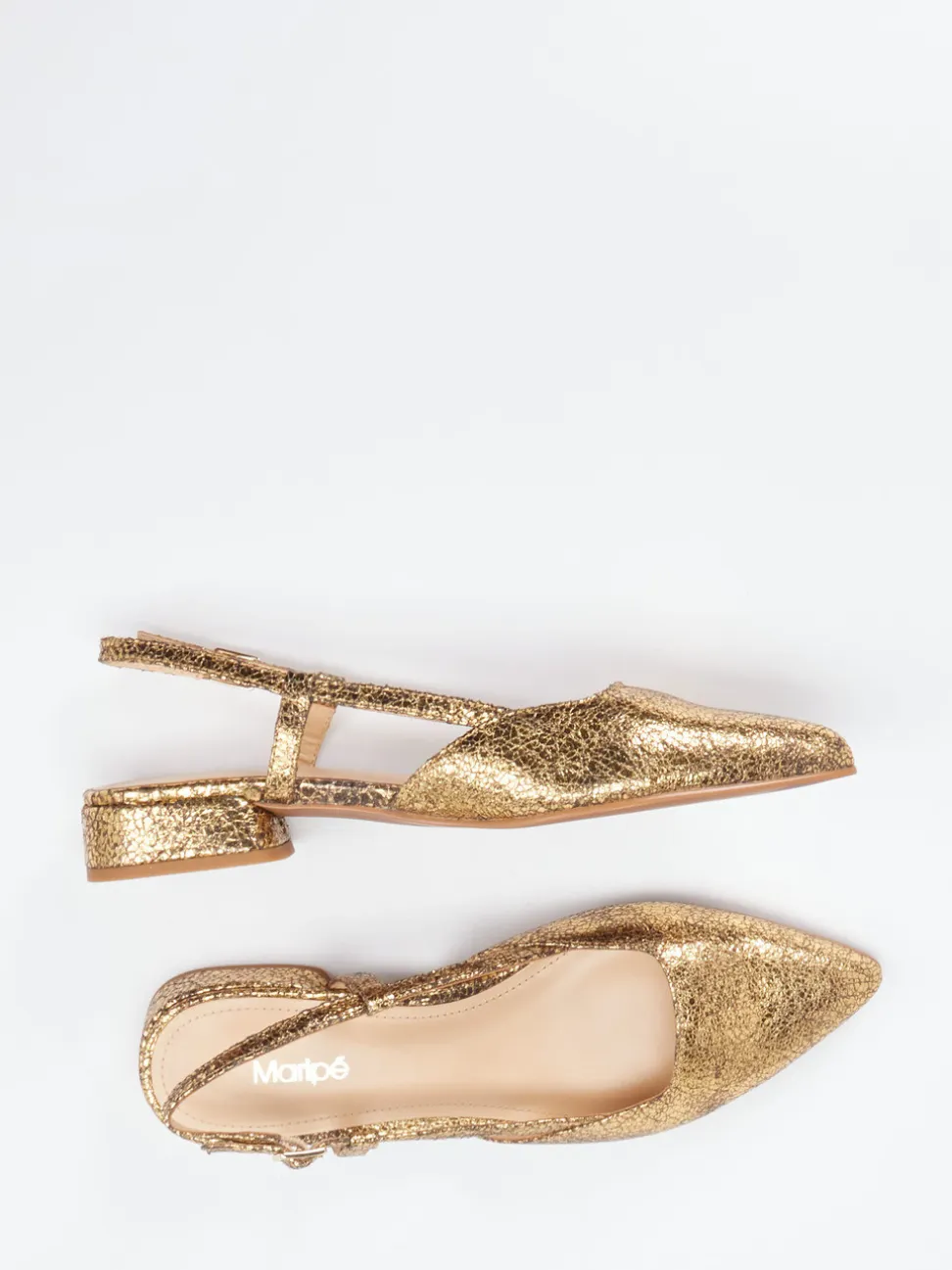 Maripé – Slingpumps aus Veloursleder in Gold