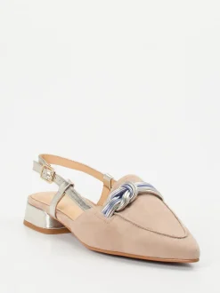 Maripé – Slingpumps aus Veloursleder Beige-Metallic