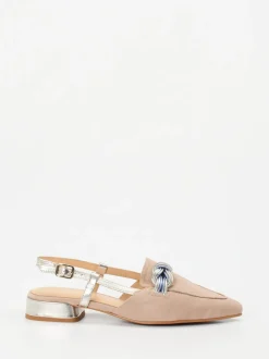 Maripé – Slingpumps aus Veloursleder Beige-Metallic