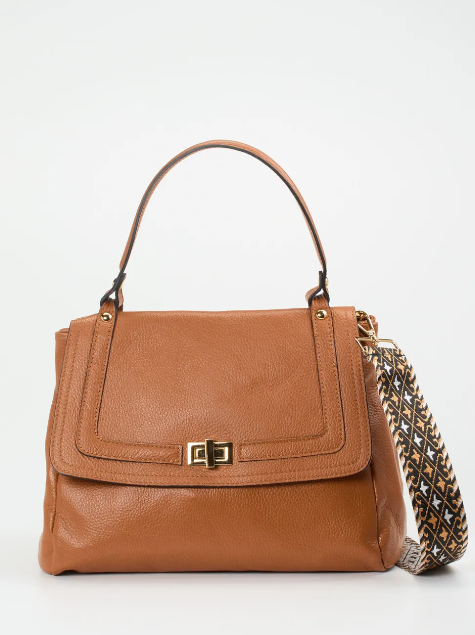Marlon Firenze – Handtasche aus Lammleder Cognacbraun