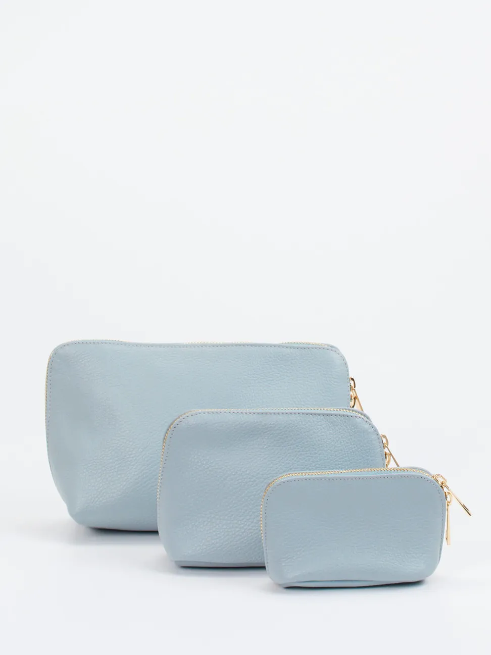 Marlon Firenze – Kosmetiktasche aus Kalbleder Hellblau
