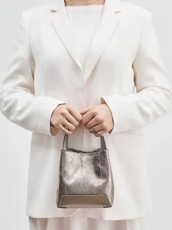 Marlon Firenze – Mini-Bucket-Bag aus Leder metallicbraun