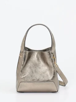 Marlon Firenze – Mini-Bucket-Bag aus Leder metallicbraun