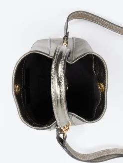 Marlon Firenze – Mini-Bucket-Bag aus Leder metallicbraun