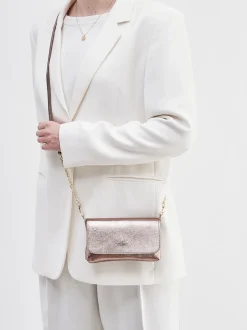 Marlon Firenze – Schultertasche aus Metallicleder Roségold