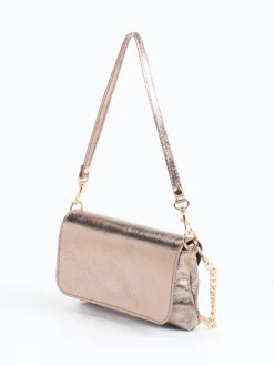 Marlon Firenze – Schultertasche aus Metallicleder Roségold