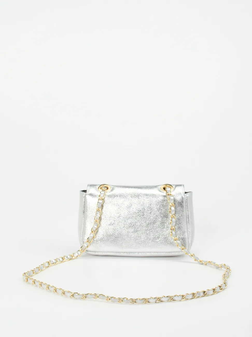 Marlon Firenze – Schultertasche aus Metallicleder Silber