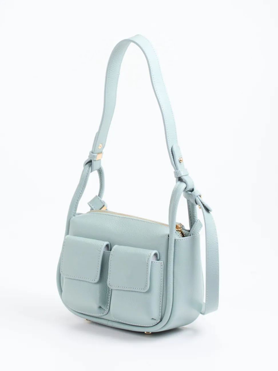 Marlon Firenze – Schultertasche aus Kalbleder Pastellblau
