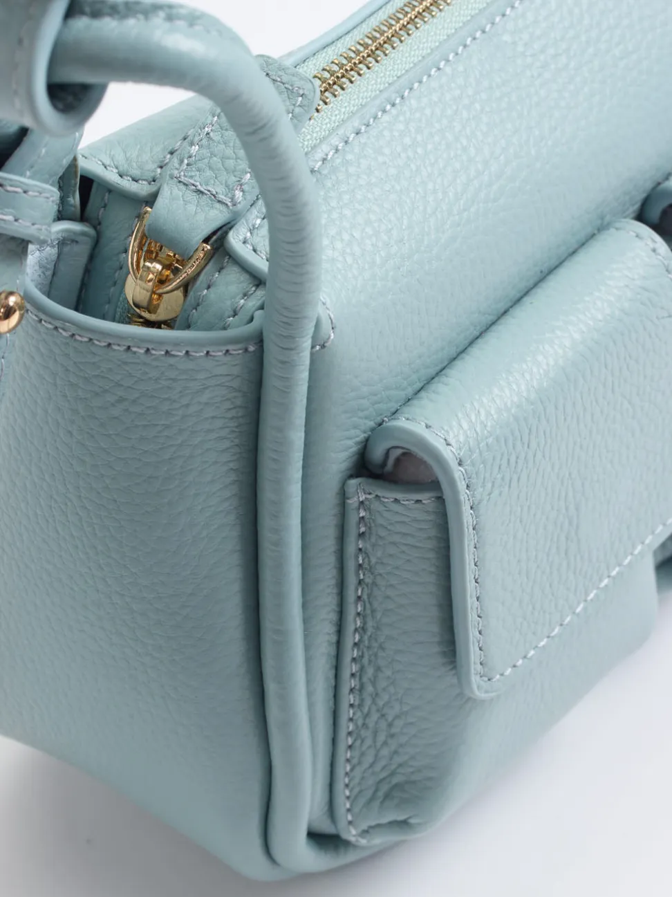Marlon Firenze – Schultertasche aus Kalbleder Pastellblau