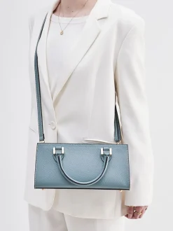 Marlon Firenze – Schultertasche aus Kalbleder Blaugrau