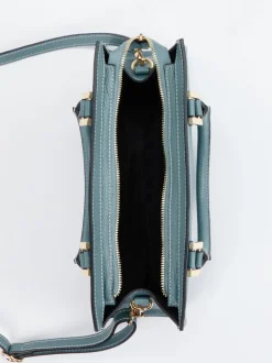 Marlon Firenze – Schultertasche aus Kalbleder Blaugrau