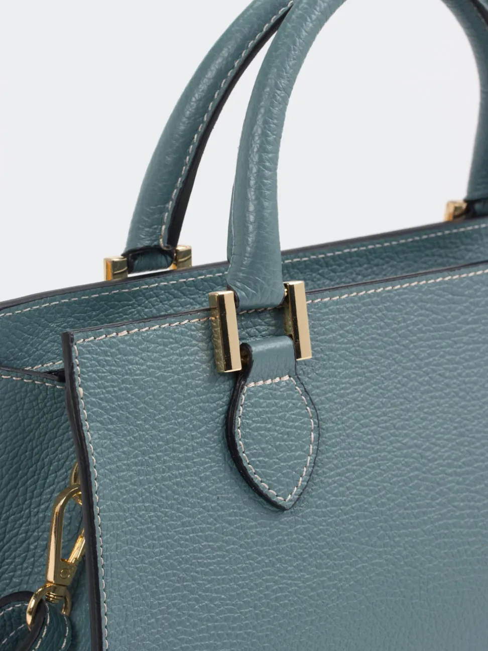 Marlon Firenze – Schultertasche aus Kalbleder Blaugrau
