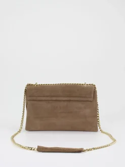 Marlon Firenze – Schultertasche aus Veloursleder Taupe