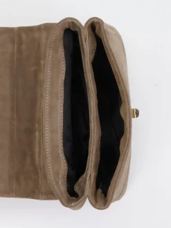 Marlon Firenze – Schultertasche aus Veloursleder Taupe