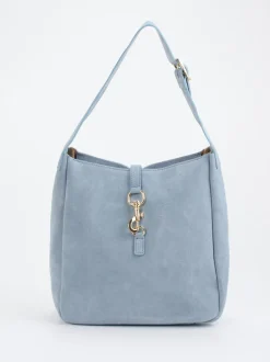 Marlon Firenze – Schultertasche aus Veloursleder hellblau