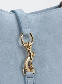 Marlon Firenze – Schultertasche aus Veloursleder hellblau