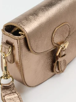 Marlon Firenze – Schultertasche aus Metallicleder bronzegold