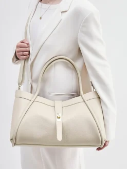 Marlon Firenze – Shopper Bag aus Kalbleder cremebeige