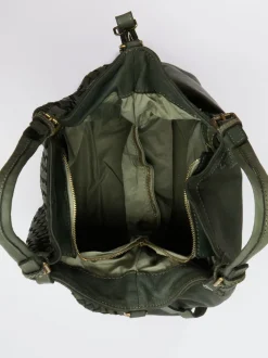 Marlon Firenze – Shopper Bag aus Flechtleder Olivgrün