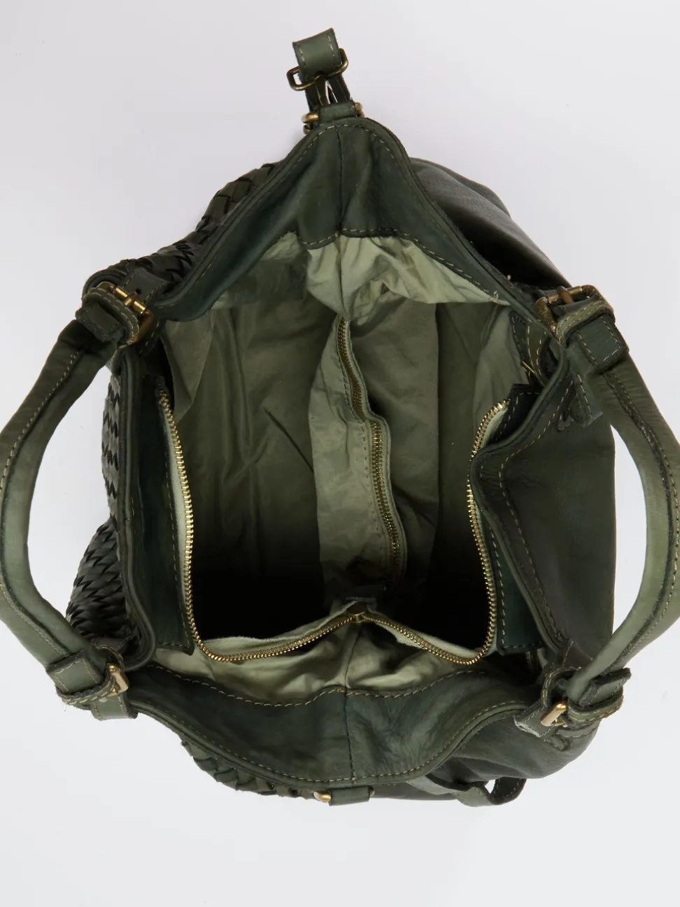 Marlon Firenze – Shopper Bag aus Flechtleder Olivgrün