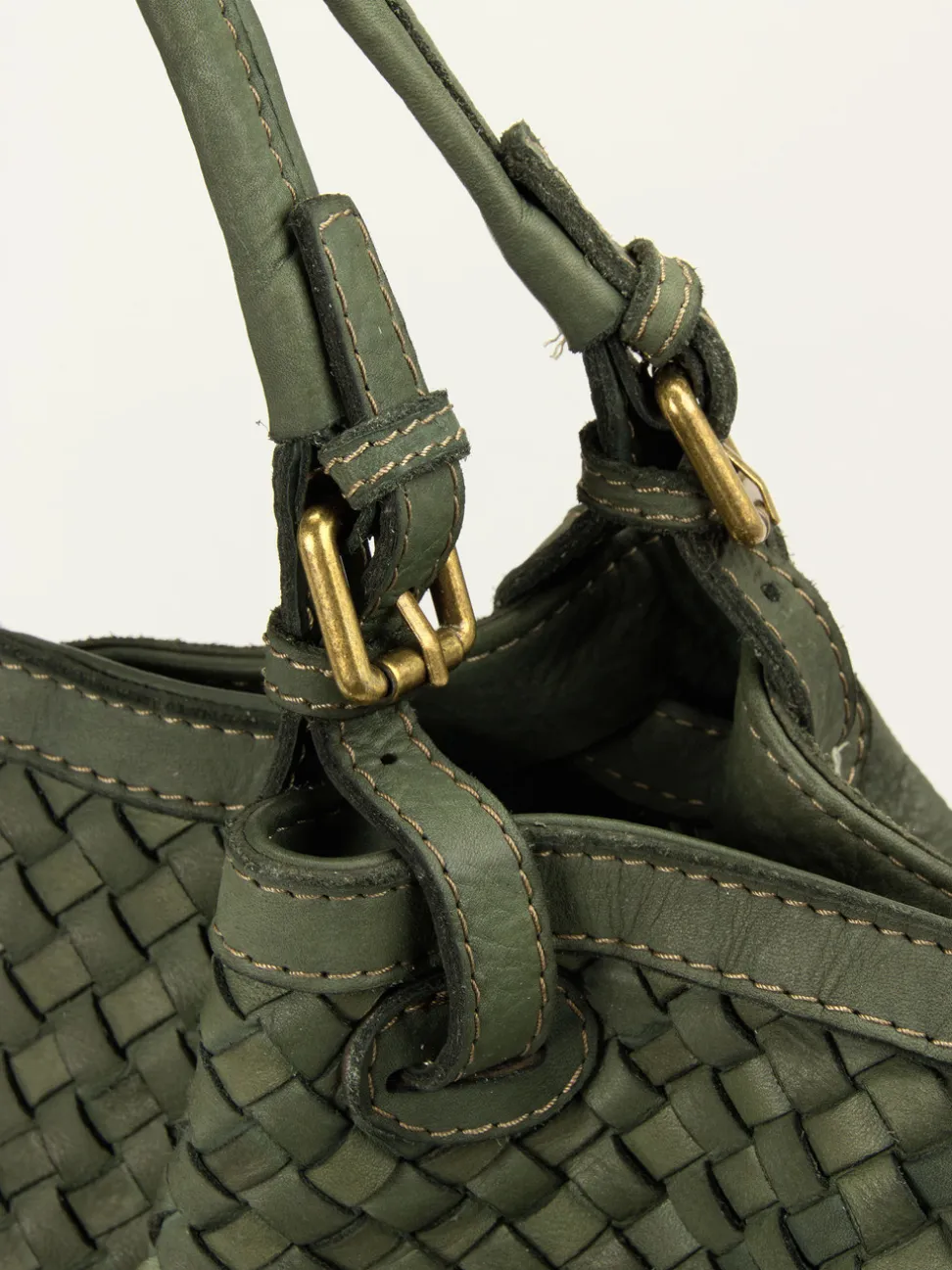 Marlon Firenze – Shopper Bag aus Flechtleder Olivgrün