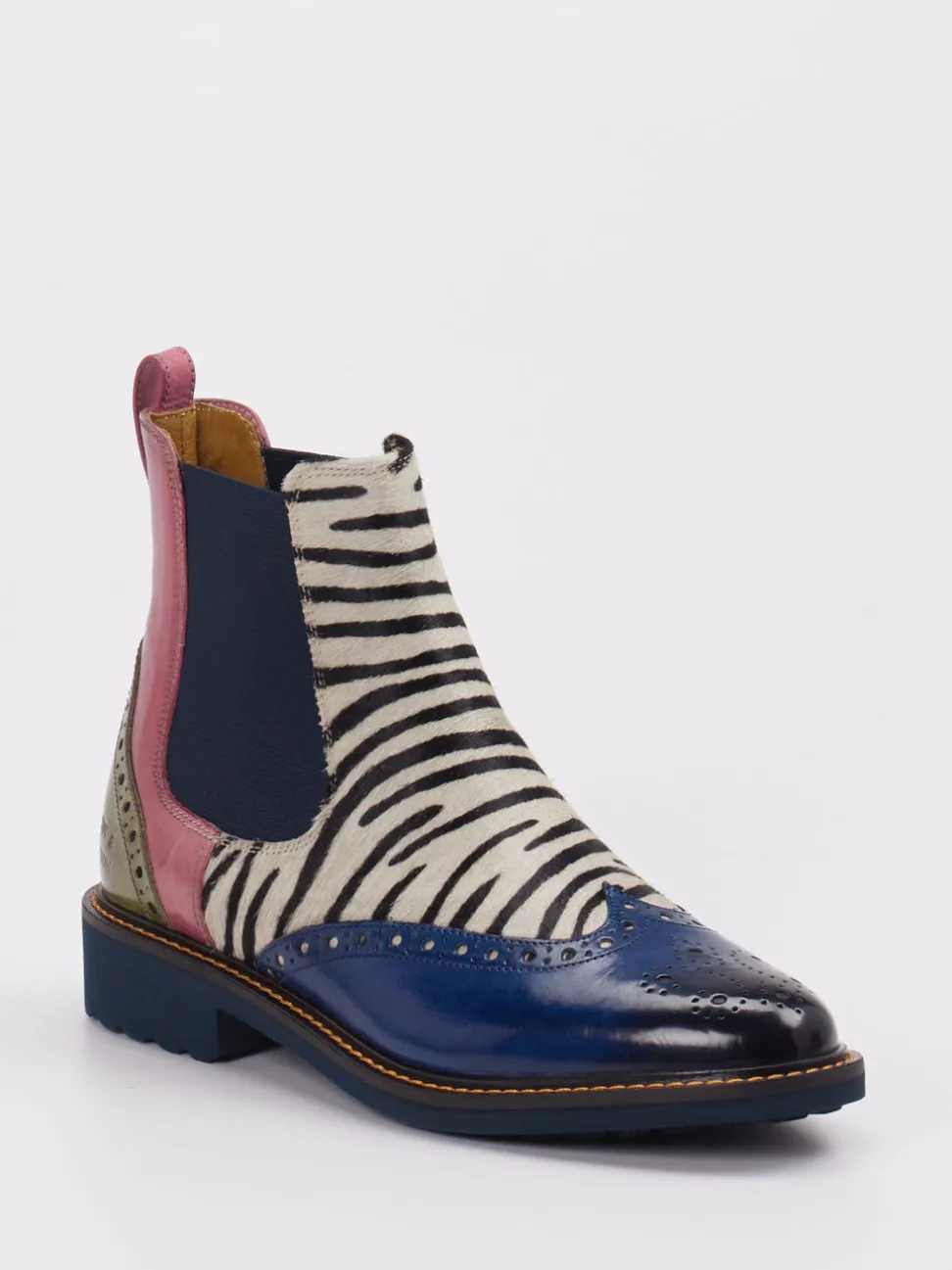 Melvin & Hamilton – Chelsea Boots aus Kalbleder mit Zebrafell