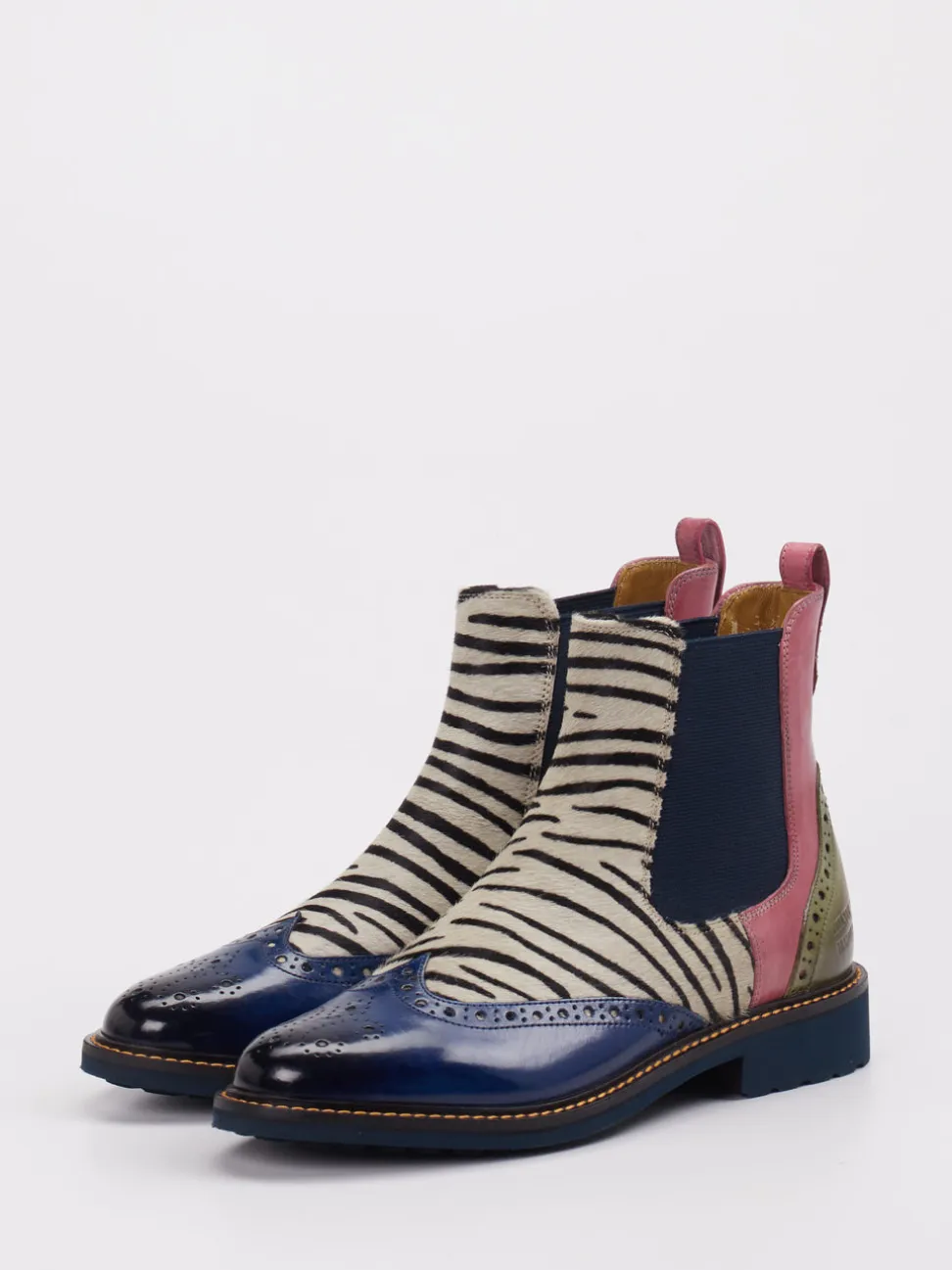 Melvin & Hamilton – Chelsea Boots aus Kalbleder mit Zebrafell