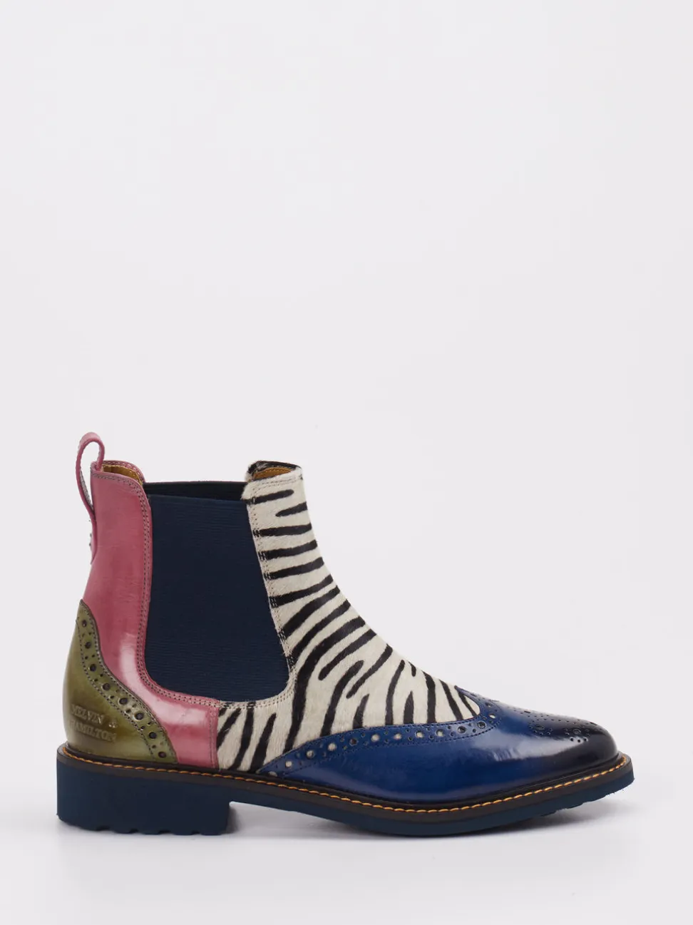 Melvin & Hamilton – Chelsea Boots aus Kalbleder mit Zebrafell