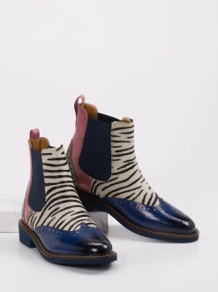 Melvin & Hamilton – Chelsea Boots aus Kalbleder mit Zebrafell