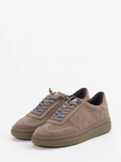 MRP – Low-Top Sneaker aus Veloursleder in Taupe
