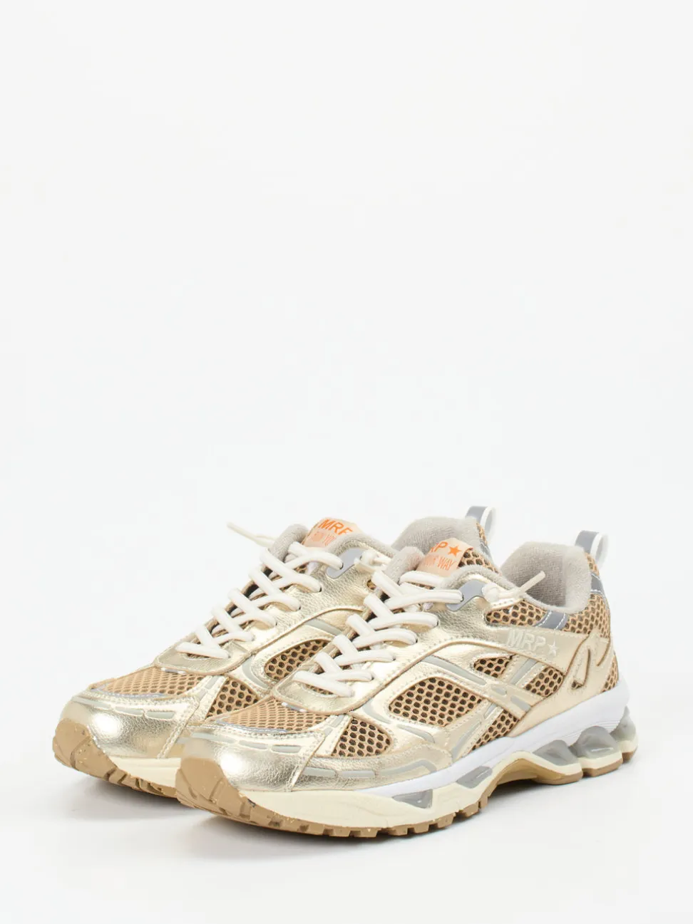 MRP – Retro-Sneaker aus Metallic-Mesh in Gold