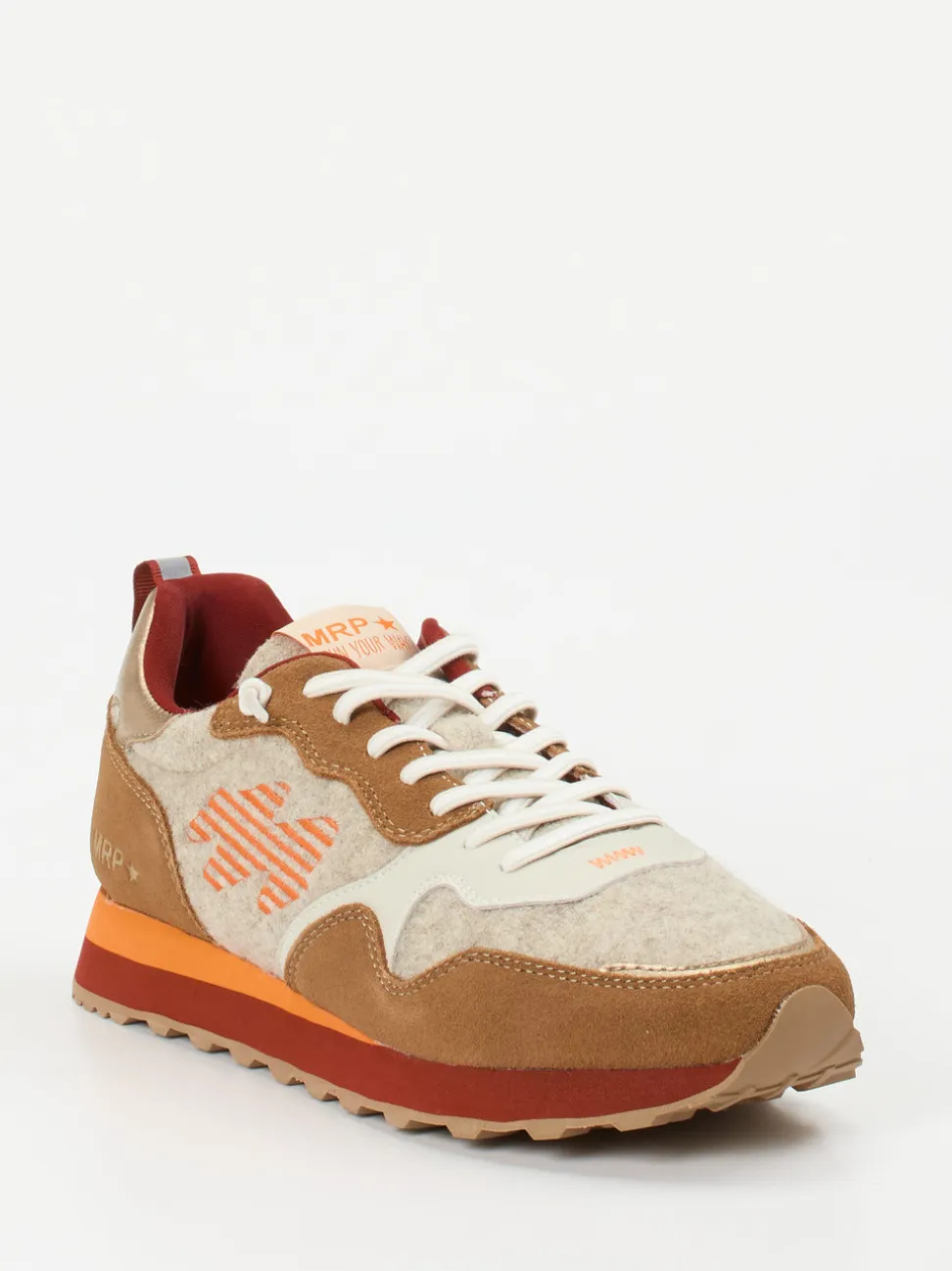 MRP – Retro-Sneaker aus Velour und Filz beige