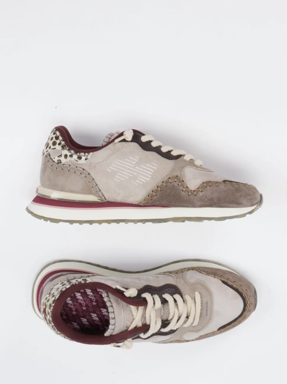 MRP – Retro-Sneaker aus Veloursleder Beigegrau