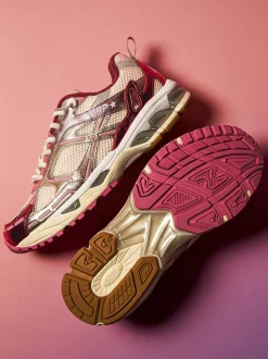MRP – Sneaker aus Mesh und Metallicleder Cremeweiß