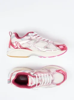 MRP – Sneaker aus Mesh und Metallicleder Cremeweiß