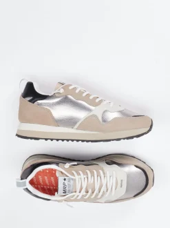 MRP – Sneaker aus Metallicleder und Velours beige