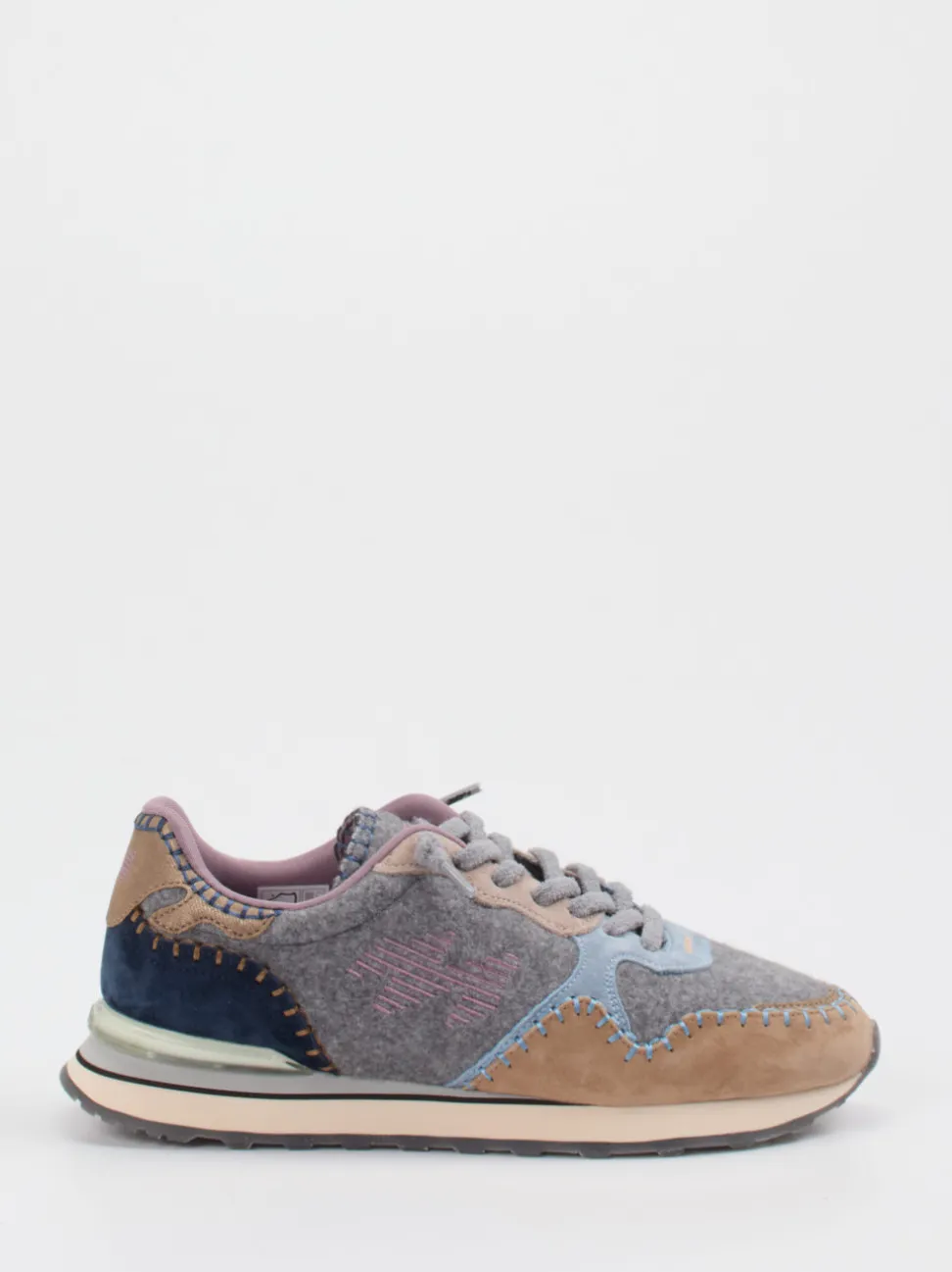 MRP – Sneaker aus Textil und Veloursleder Grau