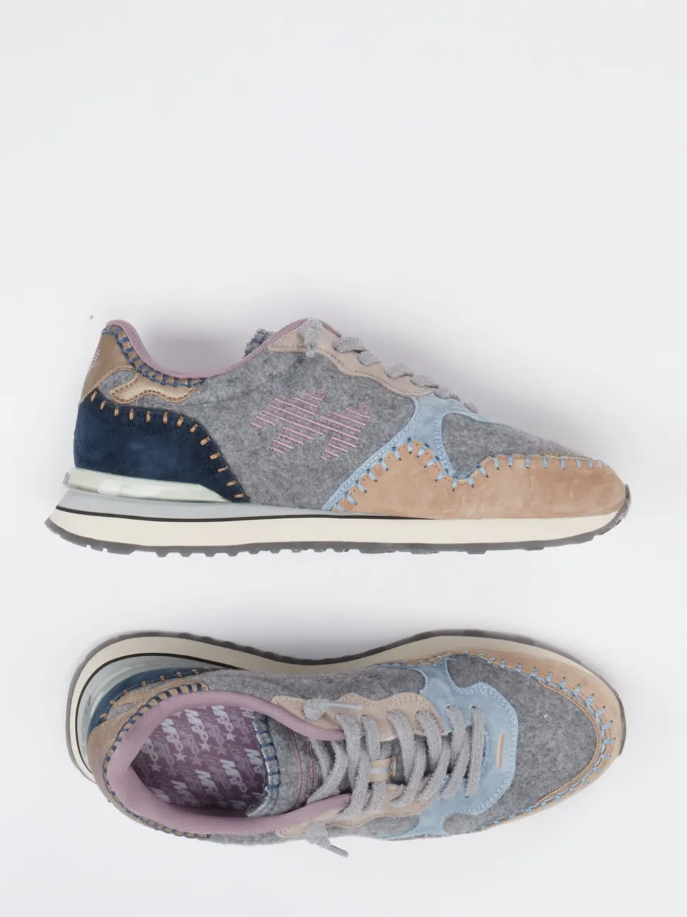 MRP – Sneaker aus Textil und Veloursleder Grau