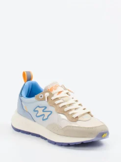 MRP – Sneaker aus Velour/Textil in Beige-Blau