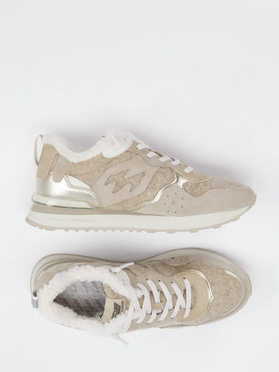 MRP – Winter-Sneaker aus Textil und Veloursleder Beige